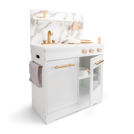 Woet Dřevěná kuchyňka bílá s mramorovým designem