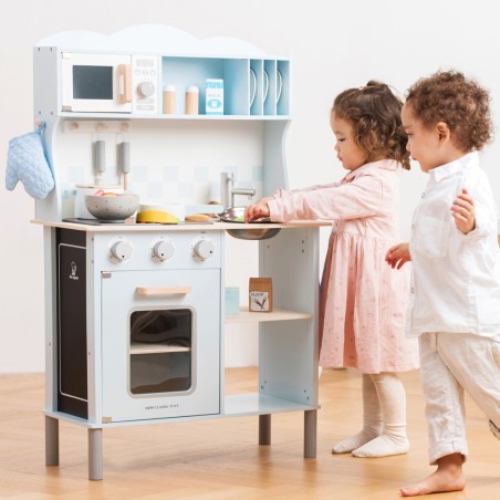 Woet Dřevěná moderní kuchyňka světle modrá