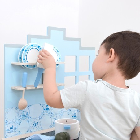 Woet Dřevěná romantická kuchyňka světle modrá