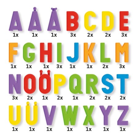 Quercetti Magnetická tabule s písmeny 48 ks magnetů