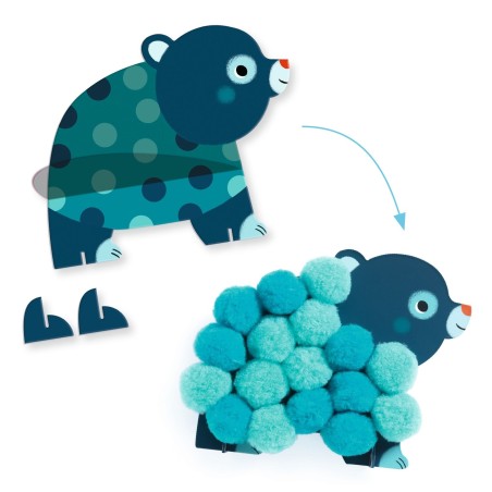 DJECO Koláže s bambulkami Zvířátka