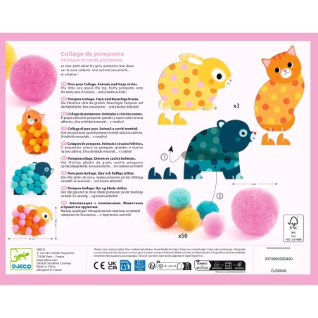 DJECO Koláže s bambulkami Zvířátka