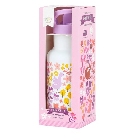 A Little Lovely Company Nerezová lahev na pití květinová zahrada 350 ml
