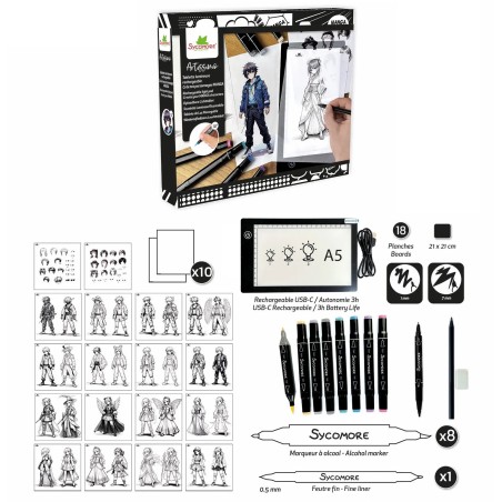 Sycomore Artissimo Kreslící tablet s podsvícením Manga postavy