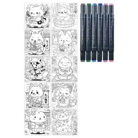 Sycomore Artissimo Manga kawaii zvířátka + 5 lihových fixů