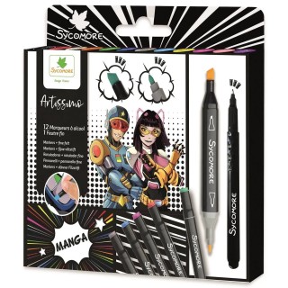 Sycomore Artissimo Oboustranné lihové fixy se dvěma hroty Manga