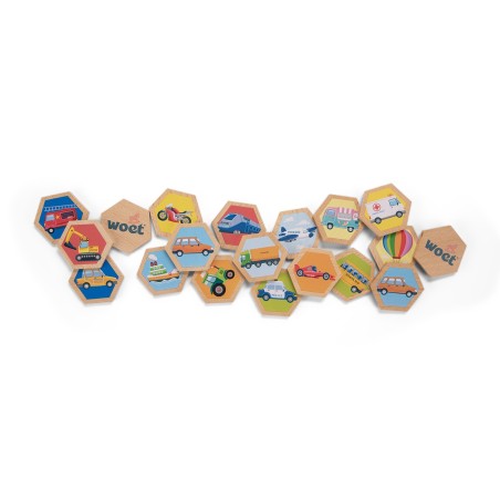 Woet by New Classic Toys Dřevěné pexeso dopravní prostředky
