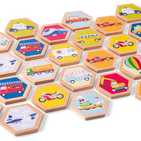 Woet by New Classic Toys Dřevěné pexeso dopravní prostředky