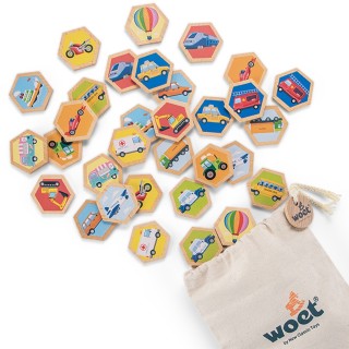 Woet by New Classic Toys Dřevěné pexeso dopravní prostředky