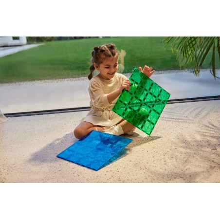 Cleverclixx Magnetická stavebnice Big Plates Blue Green 2 ks