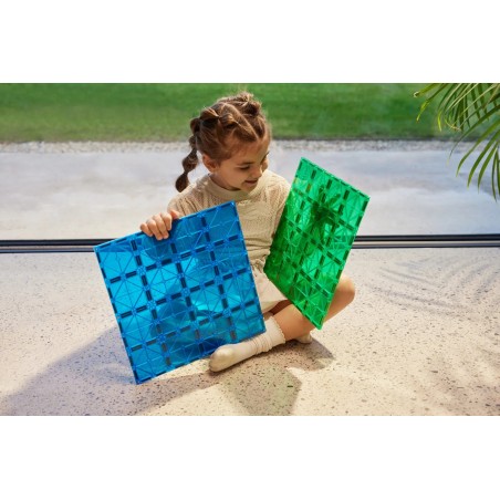 Cleverclixx Magnetická stavebnice Big Plates Blue Green 2 ks