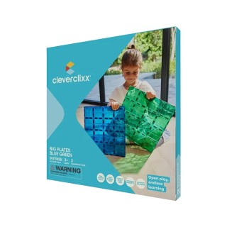 Cleverclixx Magnetická stavebnice Big Plates Blue Green 2 ks