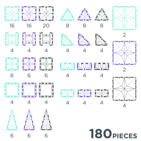 Cleverclixx Magnetická stavebnice Mega Ice Crystal Pack 180 dílků