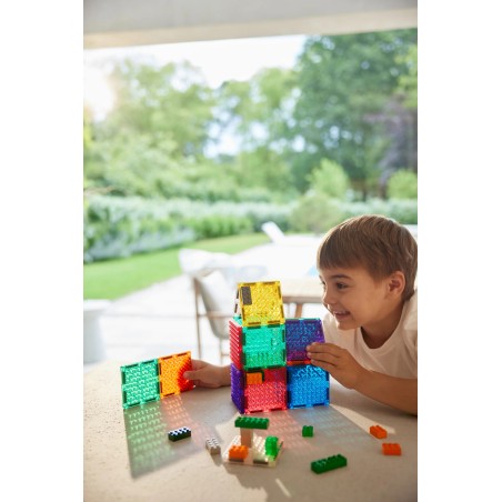 Cleverclixx Magnetická stavebnice Brick Tiles Pack Intense 16 ks