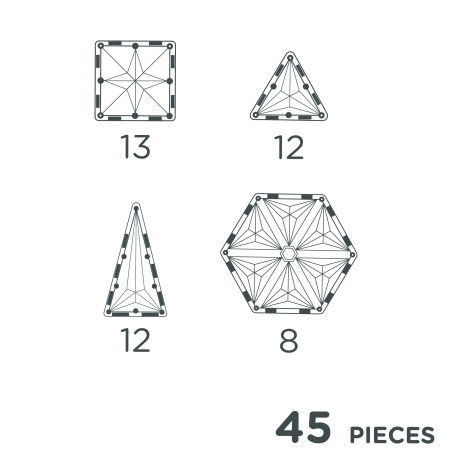 Cleverclixx Magnetická stavebnice Geo Pack Pastel 45 ks