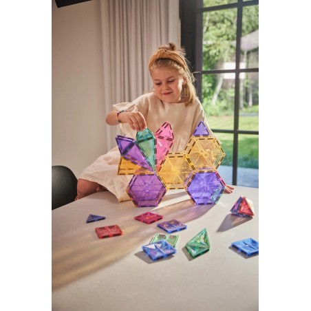 Cleverclixx Magnetická stavebnice Geo Pack Pastel 45 ks