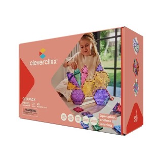 Cleverclixx Magnetická stavebnice Geo Pack Pastel 45 ks