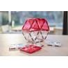 Cleverclixx Magnetická stavebnice Glitter Tiles Pack Transparent růžové 16 ks