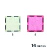 Cleverclixx Magnetická stavebnice Glitter Tiles Pack Transparent růžové 16 ks