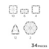 Cleverclixx Magnetická stavebnice Small Curved Pack Pastel 34 ks