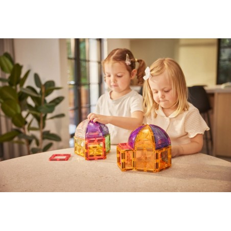 Cleverclixx Magnetická stavebnice Small Curved Pack Pastel 34 ks