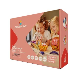 Cleverclixx Magnetická stavebnice Small Curved Pack Pastel 34 ks