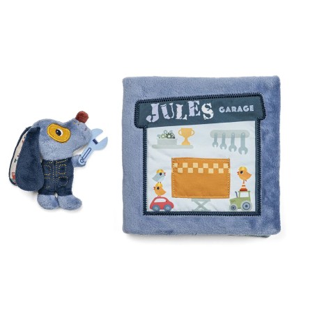 Lilliputiens Textilní knížka pejsek Jules v garáži