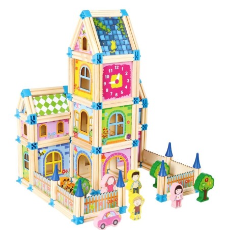2Kids Toys Dřevěná stavebnice Zámek barevný
