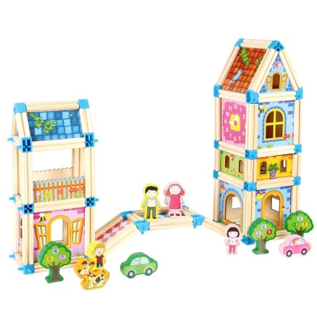 2Kids Toys Dřevěná stavebnice Zámek barevný