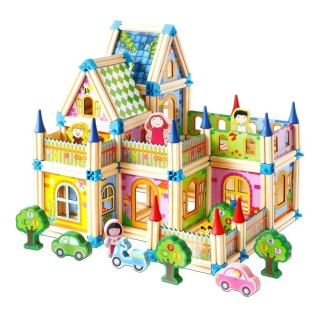 2Kids Toys Dřevěná stavebnice Zámek barevný