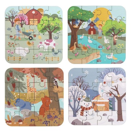 2Kids Toys Puzzle v dřevěné krabici Čtyři roční období