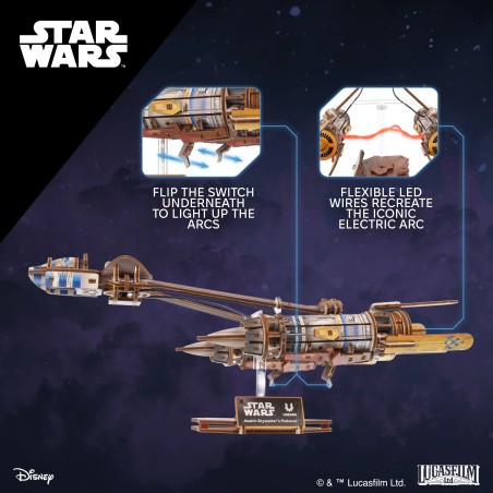 Ugears 3D dřevěná mechanická skládačka Star Wars Závodní kluzák