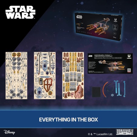 Ugears 3D dřevěná mechanická skládačka Star Wars Závodní kluzák