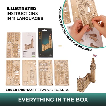 Ugears 3D dřevěné mechanické puzzle Big Ben