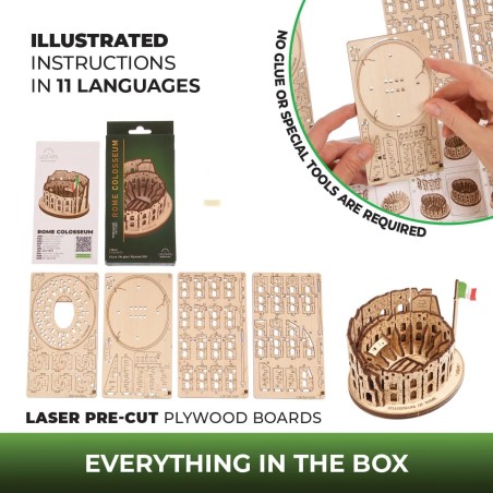 Ugears 3D dřevěné mechanické puzzle Římské Koloseum