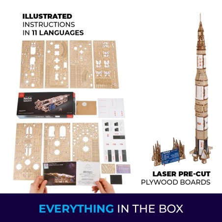 Ugears 3D dřevěné mechanické puzzle NASA, Saturn V