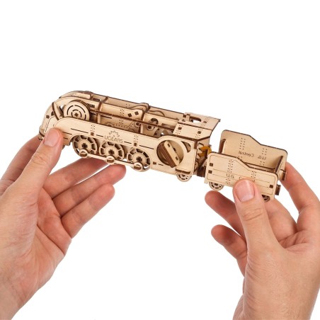 Ugears 3D dřevěné mechanické puzzle MINI Lokomotiva