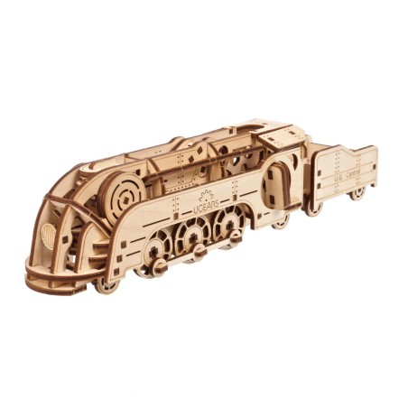 Ugears 3D dřevěné mechanické puzzle MINI Lokomotiva