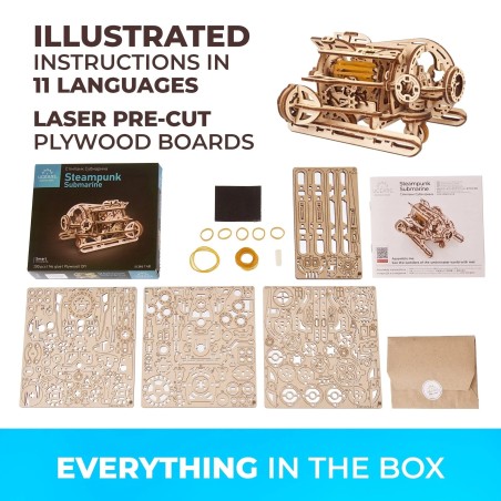 Ugears 3D dřevěné mechanické puzzle Steampunková ponorka