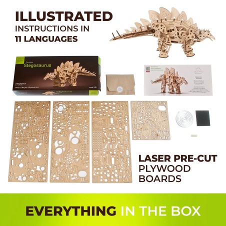Ugears 3D dřevěné mechanické puzzle Stegosaurus