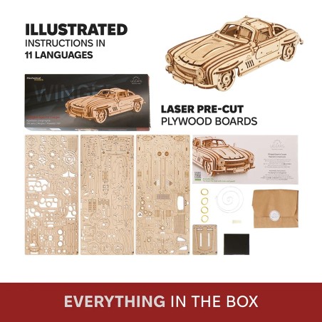 Ugears 3D dřevěné mechanické puzzle Auto Winged Sports Coupe