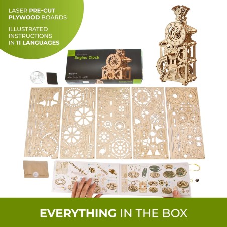 Ugears 3D dřevěné mechanické puzzle Hodiny motoru
