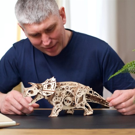 Ugears 3D dřevěné mechanické puzzle Triceratops