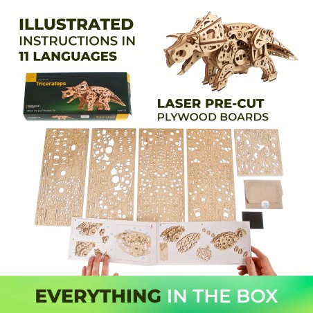 Ugears 3D dřevěné mechanické puzzle Triceratops