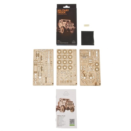 Ugears 3D dřevěné mechanické puzzle Vojenské nákladní auto