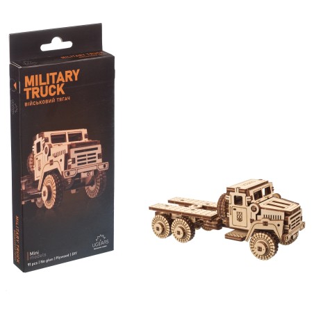 Ugears 3D dřevěné mechanické puzzle Vojenské nákladní auto