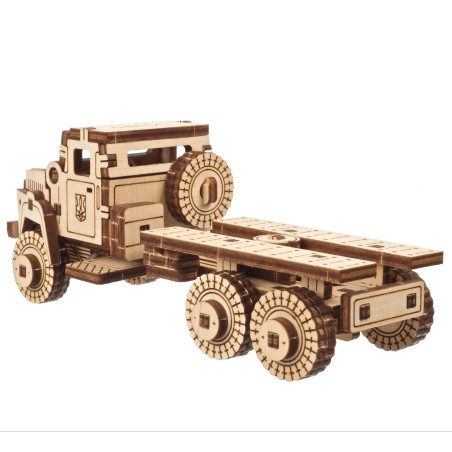 Ugears 3D dřevěné mechanické puzzle Vojenské nákladní auto