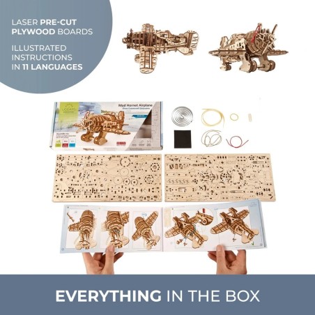 Ugears 3D dřevěné mechanické puzzle Letadlo Mad Hornet