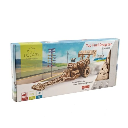 Ugears 3D dřevěné mechanické puzzle Závodní auto (dragster)