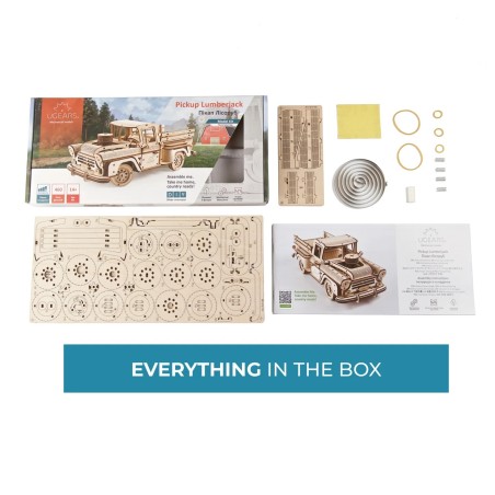 Ugears 3D dřevěné mechanické puzzle Americký náklaďák (pick-up)